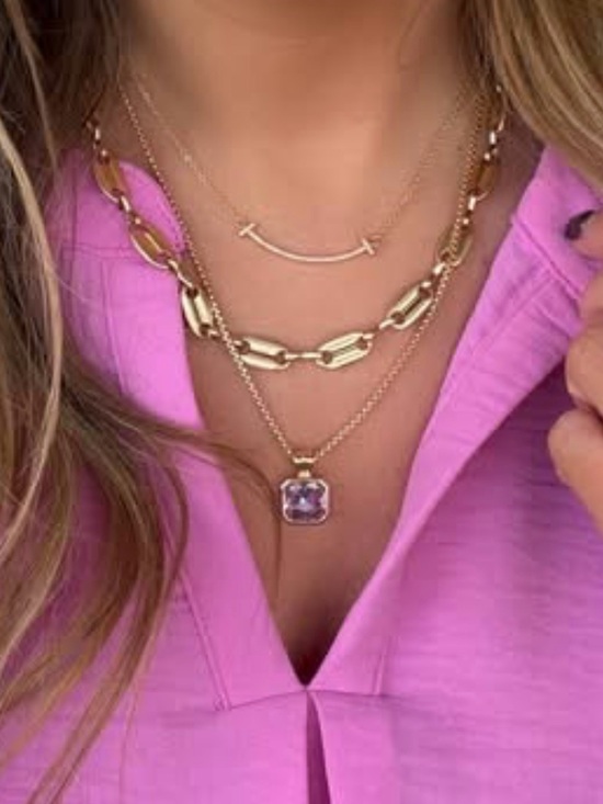 Park Lane Jewelry - Park Lane “ORCHID” Gold and Purple Pendant Necklace